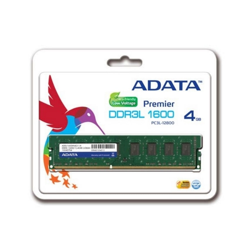ADATA MEMORIA RAM  PC DDR3 4GB BUS 1600 LOW VOLTAGE