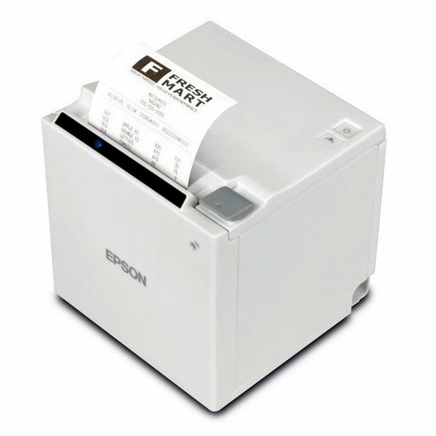 Impresora EPSON Térmica de Recibos mPOS. 80mm, Puerto USB, Ethernet, Incluye Fuente. Negra. TM-m30-022.