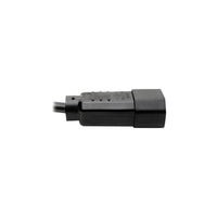 Cable de Extensión de Alimentación, C13 en Ángulo a la izquierda a C14 Estilo PDU - 10A, 250V, 18 AWG, 61 cm [2 pies], Negro
