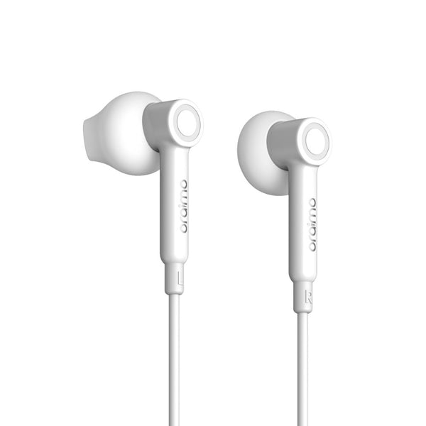 Audífonos de cable in-ear oraimo Thor blancos
