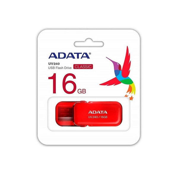 Memoria USB Adata UV240, 16GB, USB 2.0, Rojo