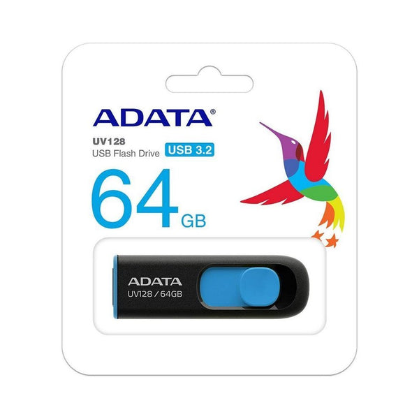 Memoria USB ADATA DashDrive UV128  64GB  USB 3.0  Negro/Azul