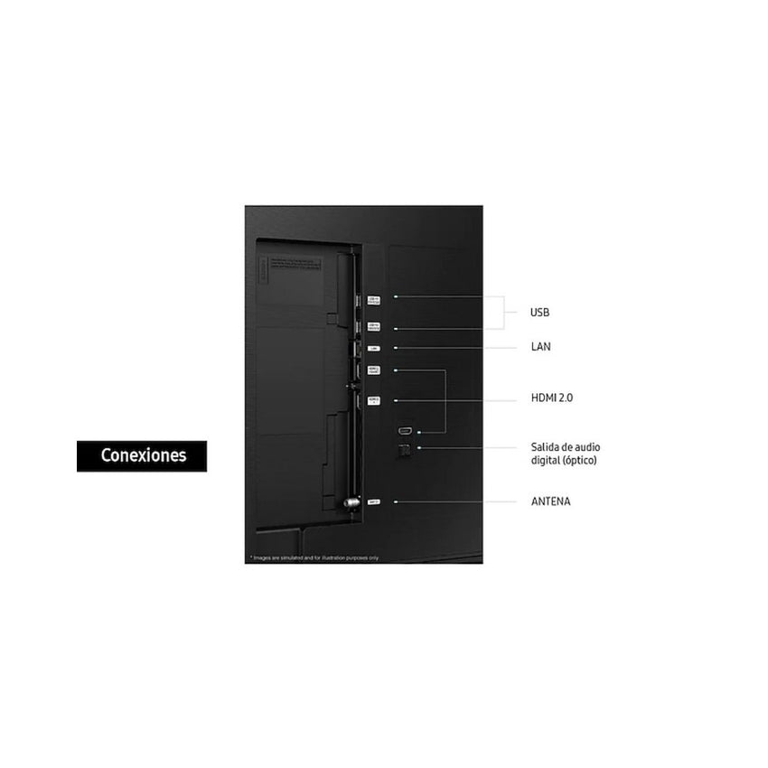 Televisor Samsung FLAT LED Smart TV 55 pulgadas Crystal UHD 4K  /3,840 x 2,160 / DVB-T2 /LAN/ Bluetooth/ AirPlay 2 / Bixby desde el control /modo ambiente/ Modo Juego/ HDMI x 3/ USB x2 /abre y edita archivos de Office/ control de voz/Garantía 1 año