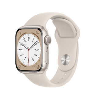 Apple Watch Series 8 (GPS) - Caja de aluminio en blanco estrella de 41 mm - Correa deportiva blanco estrella - Talla única