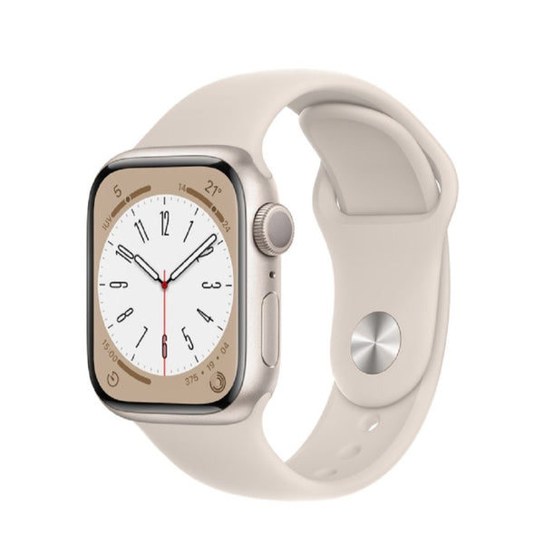 Apple Watch Series 8 (GPS) - Caja de aluminio en blanco estrella de 41 mm - Correa deportiva blanco estrella - Talla única