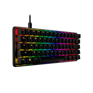 Teclado gamer HyperX inglés US color negro con luz RGB.