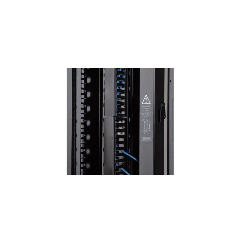 Sujetador de cables vertical SmartRack, 1.83 m [6 pies] - Doble ducto de peine con tapa e instalación sin herramientas