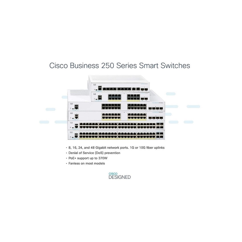 Swithes Cisco CBS250 Smart 48-port GE, PoE, 4x1G SFP
