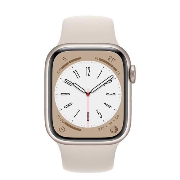 Apple Watch Series 8 (GPS) - Caja de aluminio en blanco estrella de 41 mm - Correa deportiva blanco estrella - Talla única