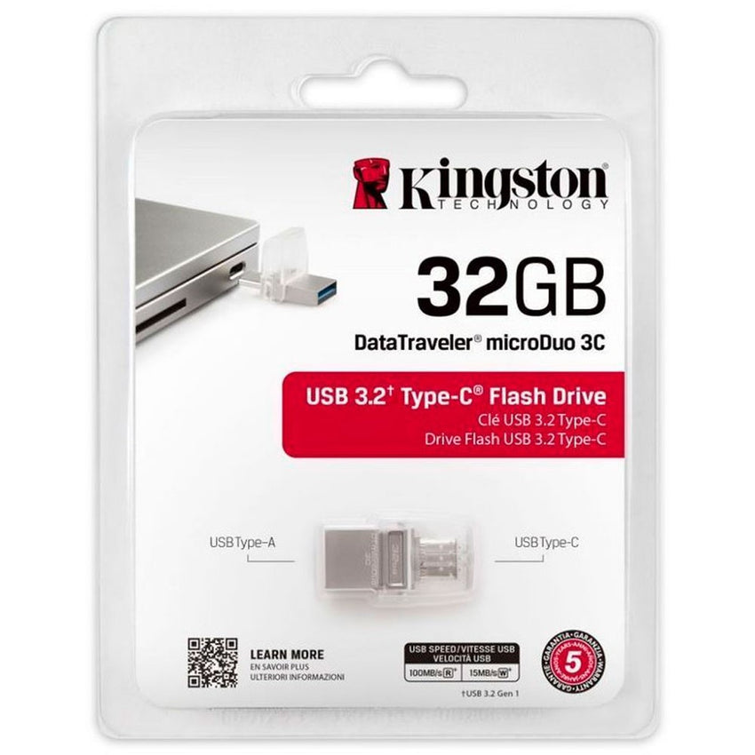 Memoria USB Kingston DataTraveler microDuo 3C  32GB 3.1 Gen 1 plateado