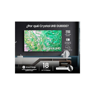 Televisor Samsung FLAT LED Smart TV 65 pulgadas Crystal UHD 4K  /3,840 x 2,160 / DVB-T2 / HDR /LAN/ WIFI 5/ Control remoto Solar / Soporte ajustable / Bluetooth 5.2 / Google Meet / Multi view/ AirPlay 2 / Bixby desde el control /modo ambiente/ Modo Juego/