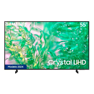 Televisor Samsung FLAT LED Smart TV 55 pulgadas Crystal UHD 4K  /3,840 x 2,160 / DVB-T2 / HDR /LAN/ WIFI 5/ Control remoto Solar / Soporte ajustable / Bluetooth 5.2 / Google Meet / Multi view/ AirPlay 2 / Bixby desde el control /modo ambiente/ Modo Juego/