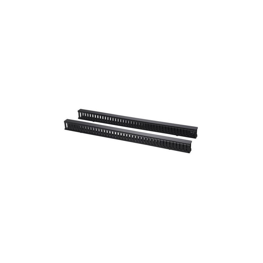 Sujetador de cables vertical SmartRack, 1.83 m [6 pies] - Doble ducto de peine con tapa e instalación sin herramientas