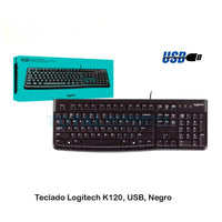 Teclado LOGITECH K120 QWERTY COLOR  Negro