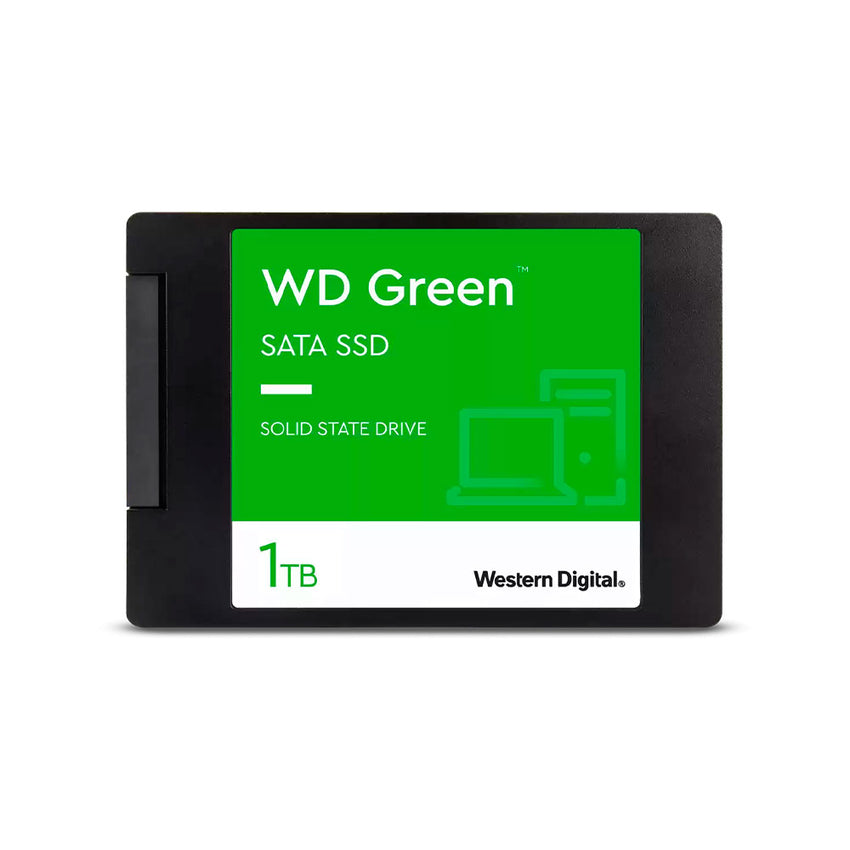 Unidad de estado sólido interna SSD Western Digital Green 1TB  con puerto SATA y factor de forma 2.5” (7mm), creado para las necesidades más básicas del cómputo diario, pero con un rendimiento y velocidad mayor que una unidad mecánica.
