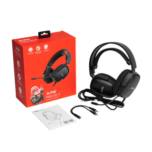 XPG PRECOG S, negro, unidad de transductor de 50 mm, respuesta en frecuencia de 20-20.000 Hz, 101 dB+-3 dB, micrófono omnidireccional