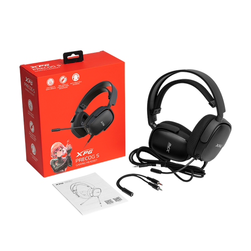 XPG PRECOG S, negro, unidad de transductor de 50 mm, respuesta en frecuencia de 20-20.000 Hz, 101 dB+-3 dB, micrófono omnidireccional