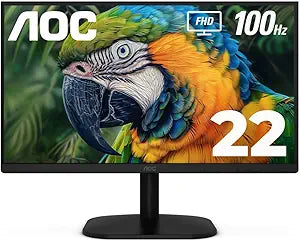 Monitor AOC LED Profesional plano 21.5 VA Full HD (1920 X 1080) / 100Hz / 4 ms / VGA / HDMI /Base Fija / Kensington Lock / Adaptive Sync.