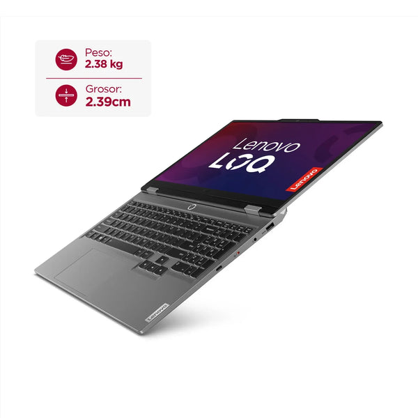 Portátil Lenovo LOQ 15ARP9 AMD Ryzen 7 7435HS 15,6 Pulgadas FHD Memoria 24GB Estado Solido 512GB Tarjeta de Video Nvidia RTX 4050 6GB Windows 11 Home Color Gris.
