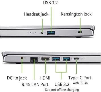 Portatil Acer AL15-41P-R8F7 AMD Ryzen™ 7 5700U 15.6 FHD IPS SlimBezel/1*16GB DDR4 Memory/1TB SSD PCIe NVMe/Windows 11 Home Single Color Silver